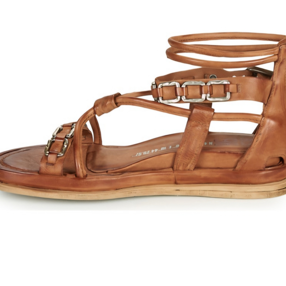 Airstep / A.S.98 Orange Leather Lace-Up Back-Zip Sandals - Picture 10 of 11